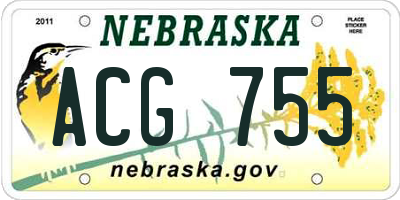 NE license plate ACG755