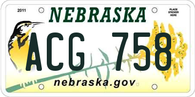 NE license plate ACG758