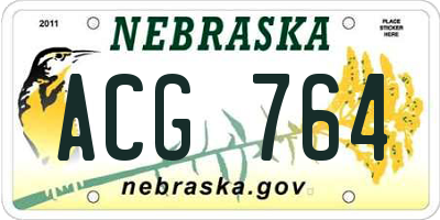 NE license plate ACG764