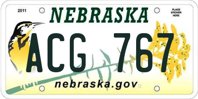 NE license plate ACG767