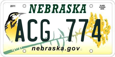 NE license plate ACG774