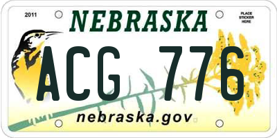 NE license plate ACG776