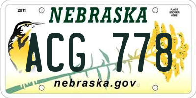 NE license plate ACG778