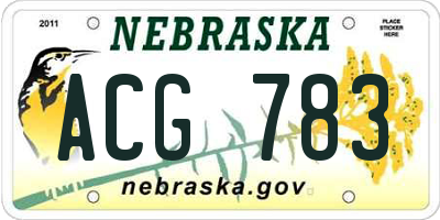 NE license plate ACG783