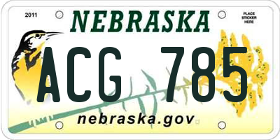 NE license plate ACG785