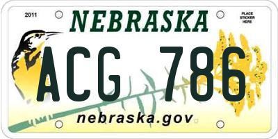 NE license plate ACG786