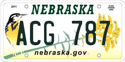 NE license plate ACG787