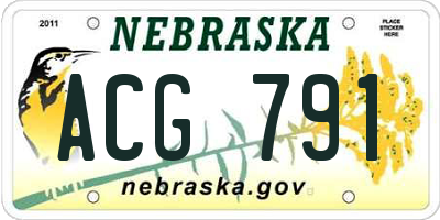 NE license plate ACG791