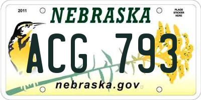 NE license plate ACG793