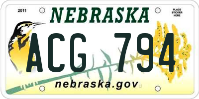 NE license plate ACG794