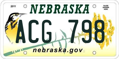 NE license plate ACG798