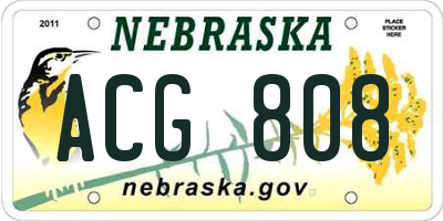 NE license plate ACG808