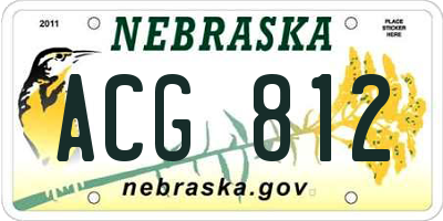 NE license plate ACG812