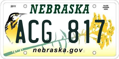 NE license plate ACG817