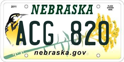 NE license plate ACG820