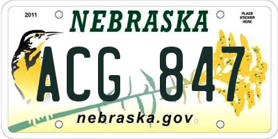 NE license plate ACG847