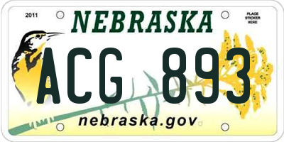 NE license plate ACG893