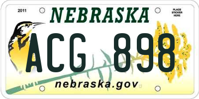 NE license plate ACG898