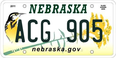 NE license plate ACG905