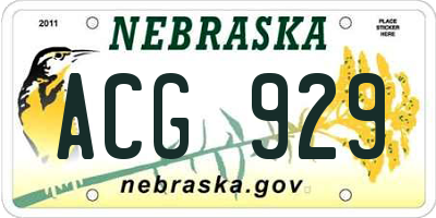 NE license plate ACG929
