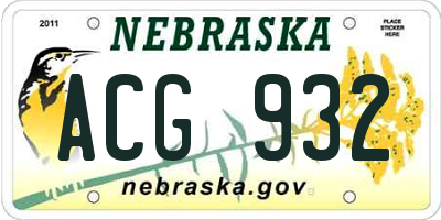 NE license plate ACG932