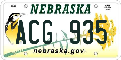 NE license plate ACG935