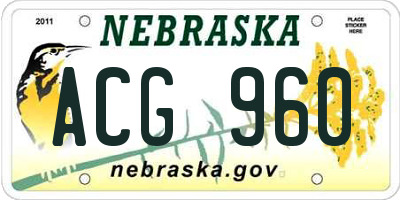 NE license plate ACG960