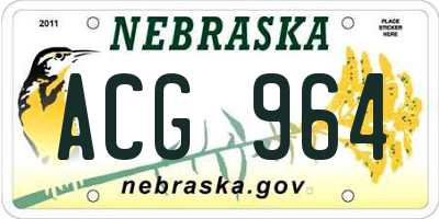 NE license plate ACG964