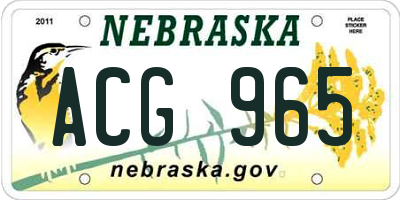 NE license plate ACG965