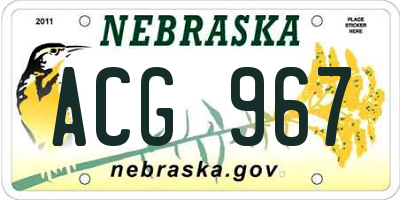 NE license plate ACG967