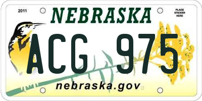 NE license plate ACG975