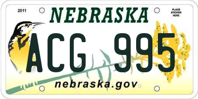 NE license plate ACG995