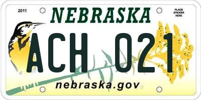 NE license plate ACH021