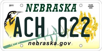 NE license plate ACH022