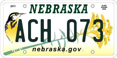 NE license plate ACH073
