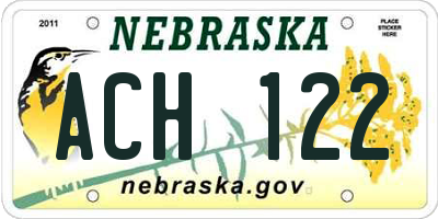 NE license plate ACH122