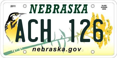 NE license plate ACH126