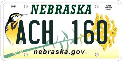 NE license plate ACH160