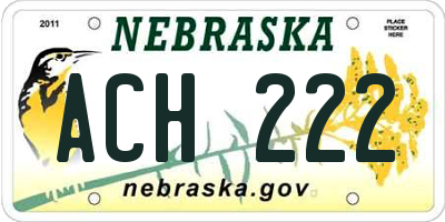 NE license plate ACH222