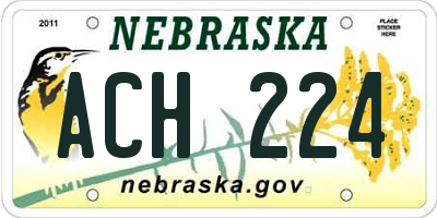 NE license plate ACH224