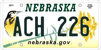NE license plate ACH226
