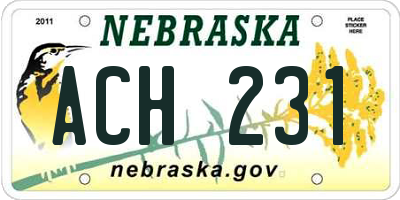 NE license plate ACH231