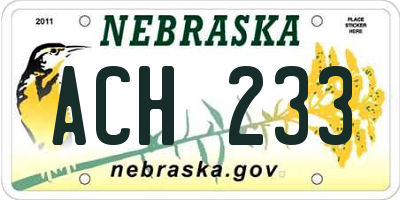 NE license plate ACH233