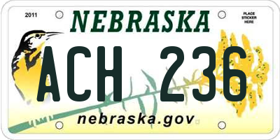 NE license plate ACH236