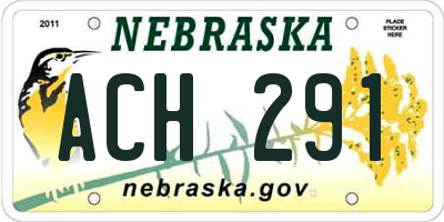 NE license plate ACH291