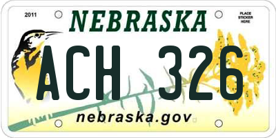 NE license plate ACH326