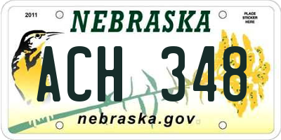 NE license plate ACH348