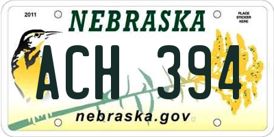 NE license plate ACH394