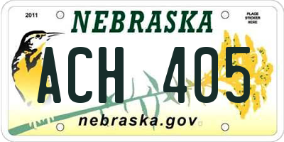 NE license plate ACH405