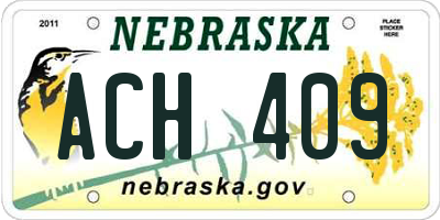 NE license plate ACH409